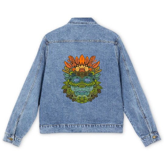 Maya God Mayan Mythology Itzamna Colorful Tribal Men's Denim Jackets