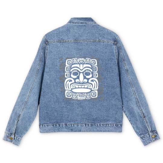 Maya God Mayan Mythology Kauil Mask Men's Denim Jackets