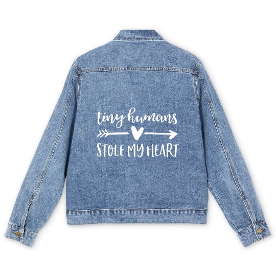 Womens Valentines Day Teacher Preschool Elementary Men's Denim Jackets
