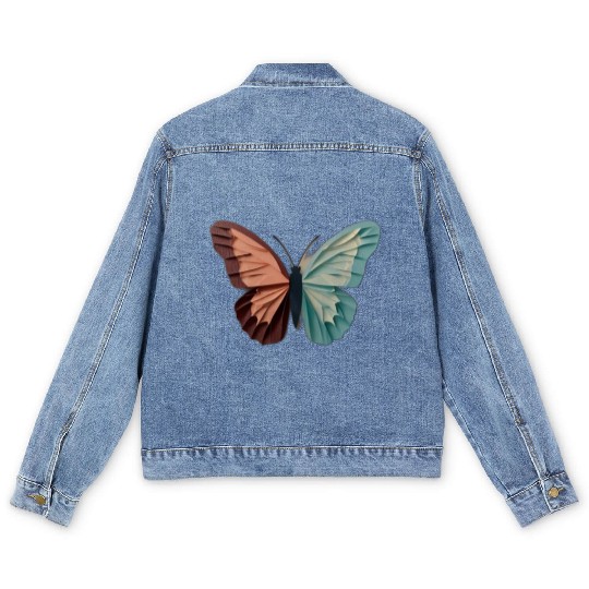 Pastel Origami Butterfly Design Men's Denim Jackets