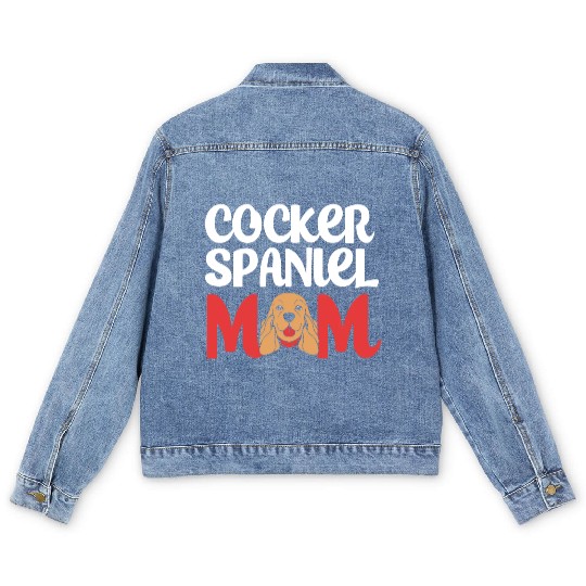 Cute Dog Lover Brown Cocker Spaniel Mom Men's Denim Jackets