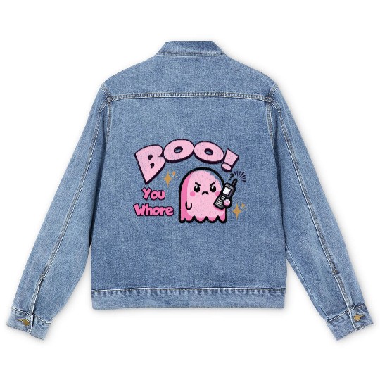 Boo You Whore Ghost Men's Denim Jackets