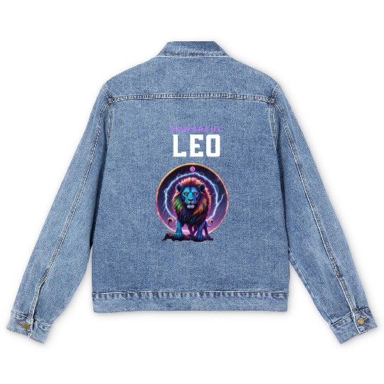 Astrology Leo a Powerful Lion Men's Denim Jackets