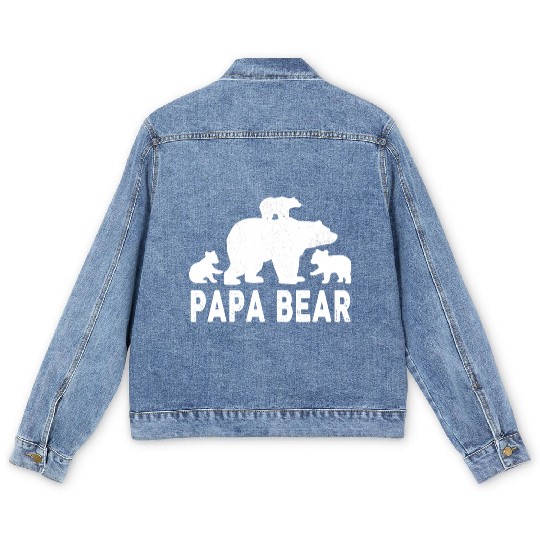 Papa Bear Fathers Day 3 Cubs Kid Men's Denim Jackets