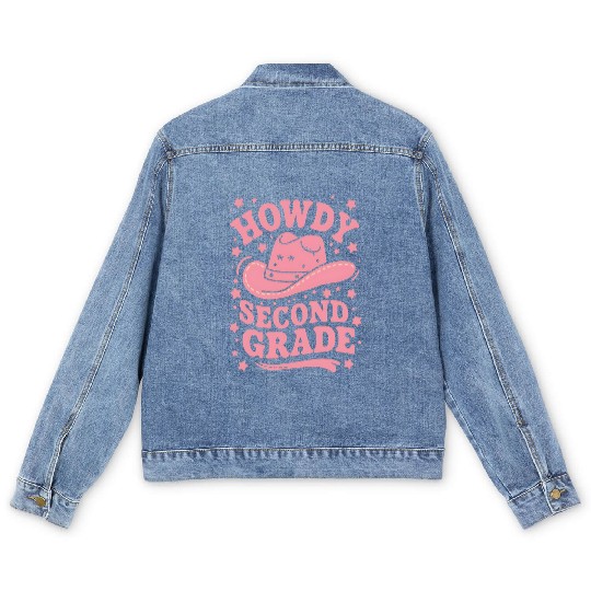 Howdy 2nd Grade Cowboy Cowgirl Back To School Men's Denim Jackets