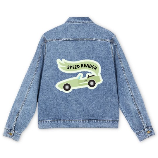 Speed ReaderBookish Racing Car Pastel Green Lemon Men's Denim Jackets