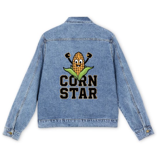 Funny Farm Food Men's Denim Jackets Corny Cob Farmer Corn Star