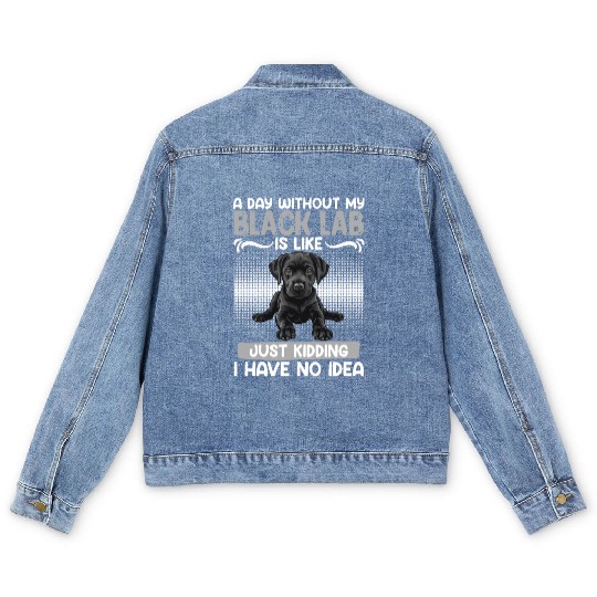Black Labrador A DAY WITHOUT MY BLACK LAB Men's Denim Jackets