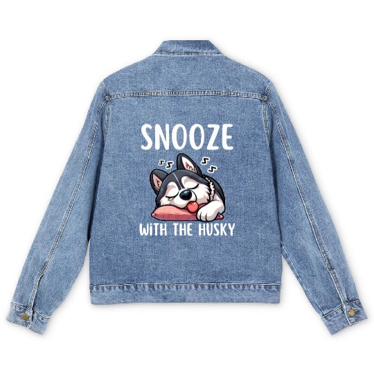 Snooze with the husky |Snooze Mode Husky Edition Men's Denim Jackets