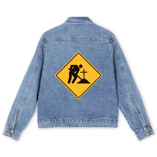 Midnight Exhume Site - Weird Road Sign Men's Denim Jackets