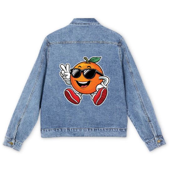 Funny Orange Fruit Relaxing Men's Denim Jackets