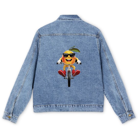 Mango Cycling On Bike Realistic Men's Denim Jackets