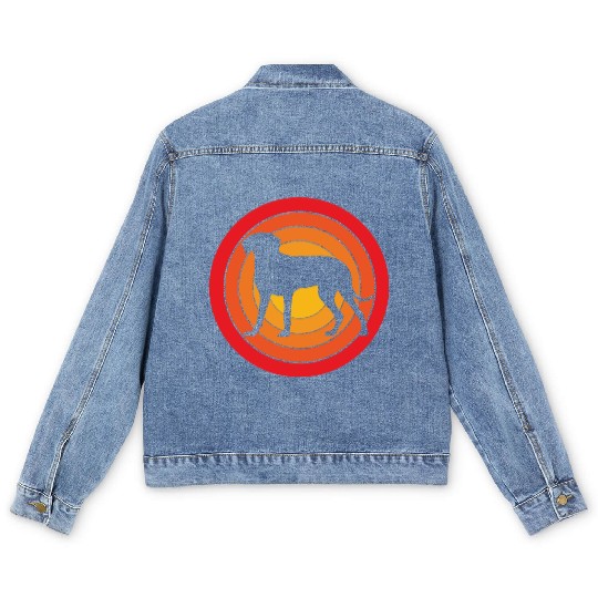 Retro Sunset Weimaraner Dog Silhouette Men's Denim Jackets