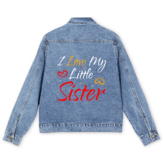 I Love My Little Sister Men's Denim Jackets