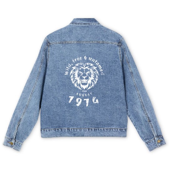 50th birthday Wild, free & untamed since 08/1974 Men's Denim Jackets