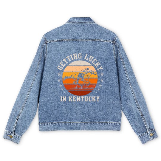Getting Lucky In Kentucky Horse Racing Men's Denim Jackets