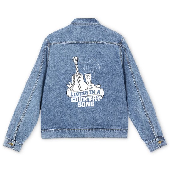 Living In A Country Song Western Country Music Men's Denim Jackets