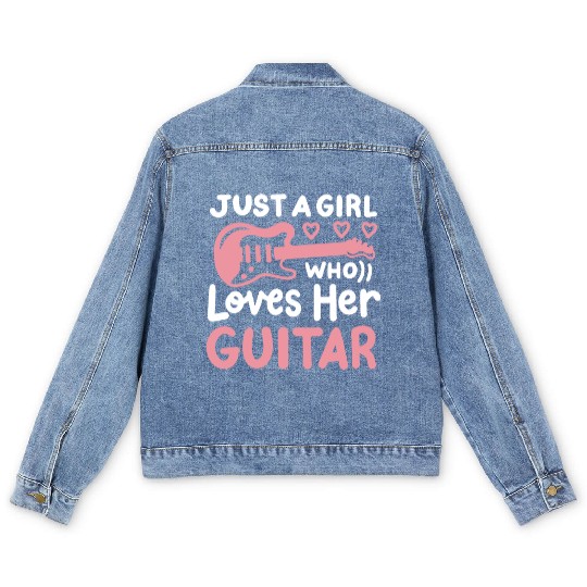 Guitar girl Guitarist Guitar player Men's Denim Jackets