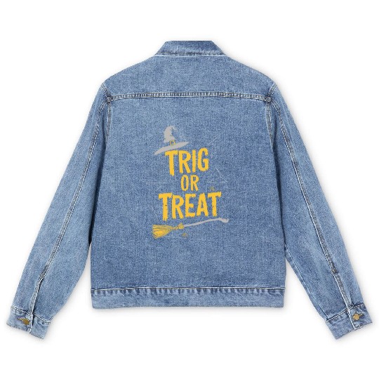 Halloween Math Teacher Trig Or Treat School Men's Denim Jackets