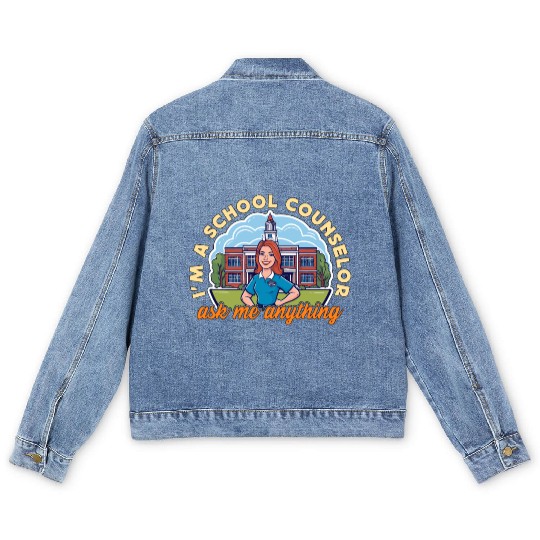 I'm A School Counselor Ask Me Anything Counseling Men's Denim Jackets
