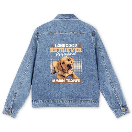 LABRADOR RETRIEVER HUMAN TRAINER Funny Men's Denim Jackets