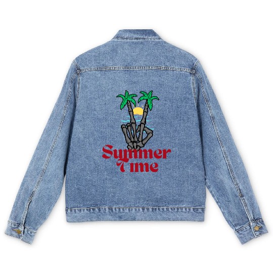 Tropical Summer Time Vibes Men's Denim Jackets