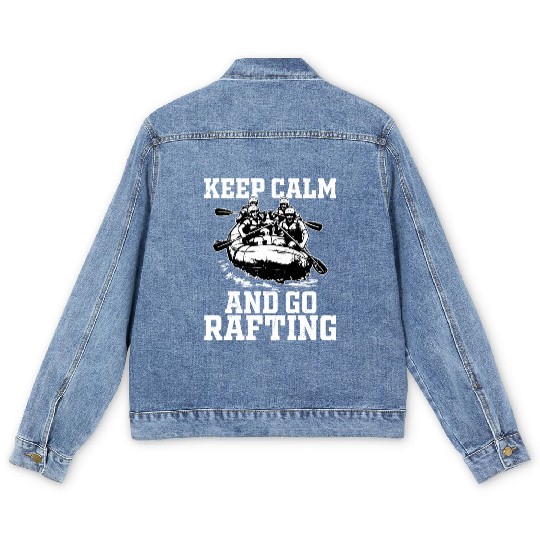 Keep Calm And Go Rafting Paddling White Water Men's Denim Jackets