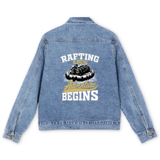 Rafting A New Adventure Begins Paddling White Wate Men's Denim Jackets