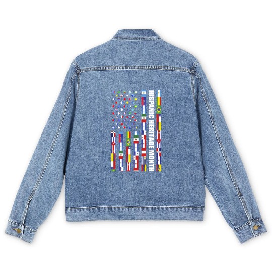 Hispanic Heritage month USA Flag all Countries Men's Denim Jackets