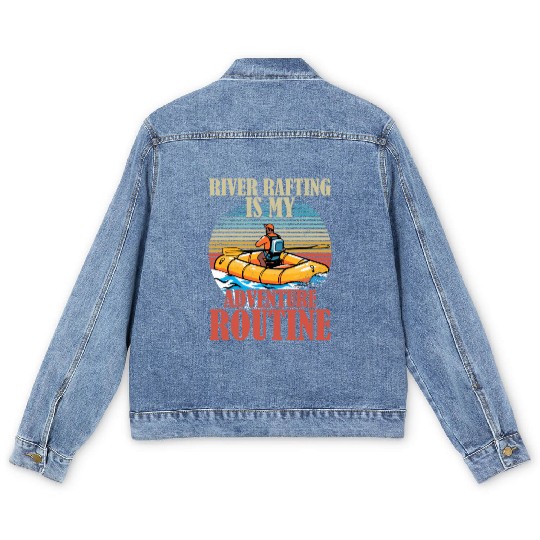 River Rafting Is My Adventure Routine White Water Men's Denim Jackets