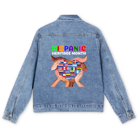 Hispanic Heritage Month All Countries Heart Hands Men's Denim Jackets