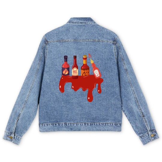 Hot Sauce Hot Sauces Foodie Tea Spicy Hot Men's Denim Jackets