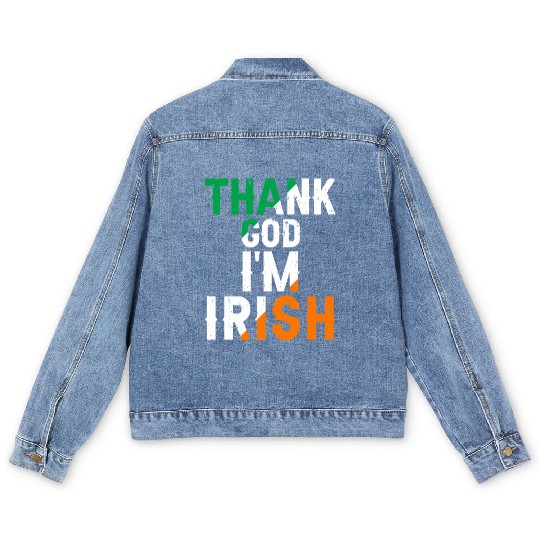 St Patricks Thank God Im Irish Premium Men's Denim Jackets