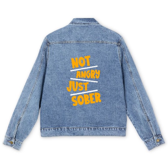 Not Angry Just Sober 2 Men's Denim Jackets