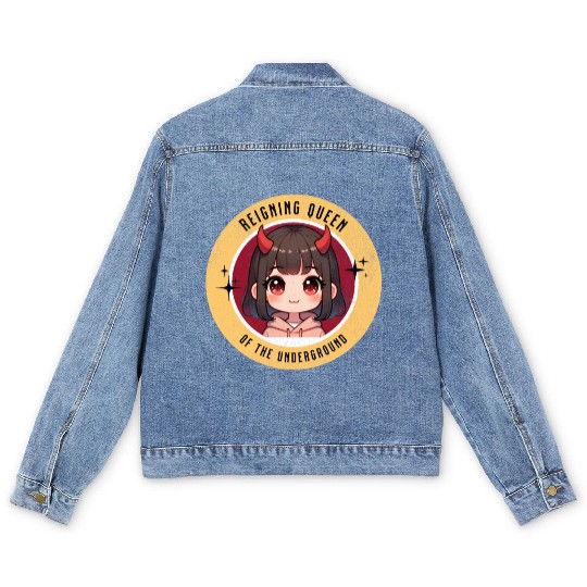 Queen of underground mean girl cute kawaii design Men's Denim Jackets