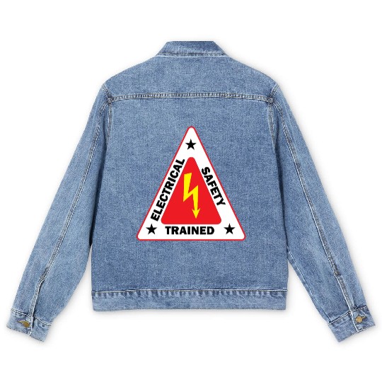 electrical Safety Trained Triangle Warning Sign Men's Denim Jackets