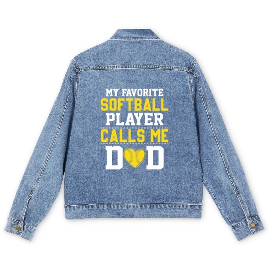 Softball Dad Funny Daddy Father's Day Men's Denim Jackets