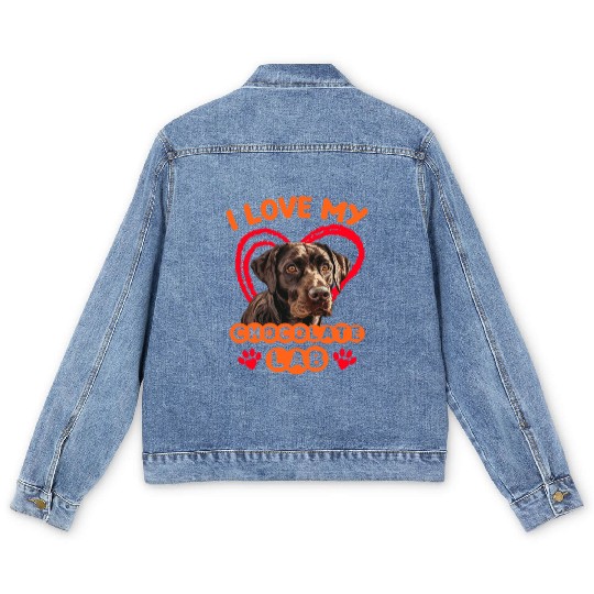 Brown Labrador I LOVE MY CHOCOLATE LAB Owner Men's Denim Jackets