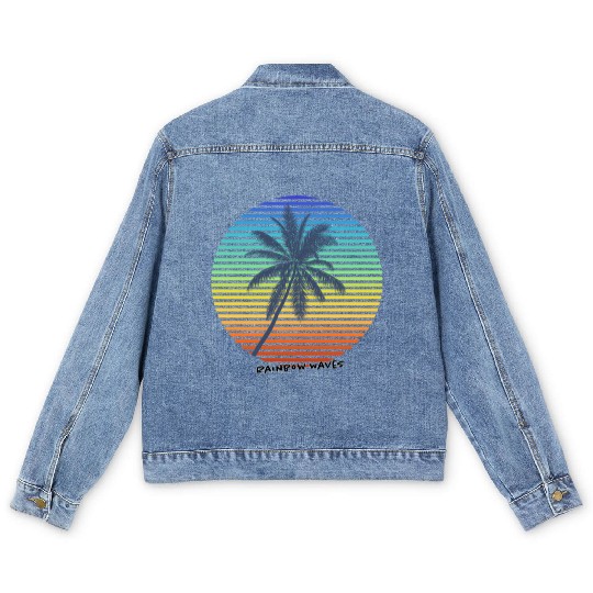 Summer Rainbow Palm Men's Denim Jackets