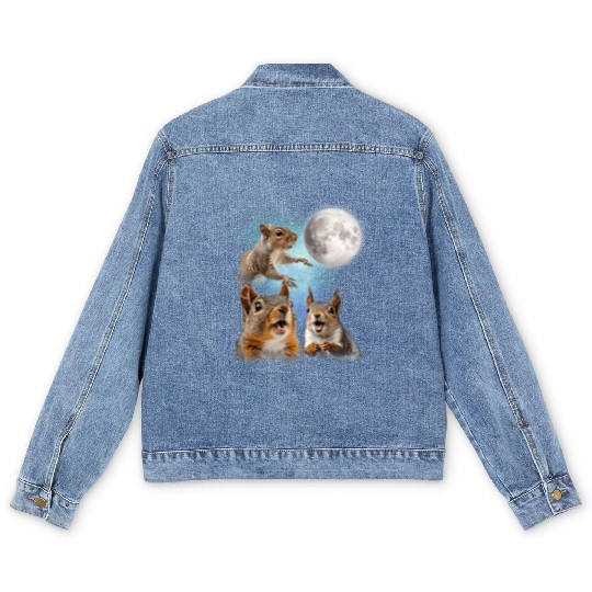 Funny Squirrel Moon Space! Nerd, Geed, Science Men's Denim Jackets