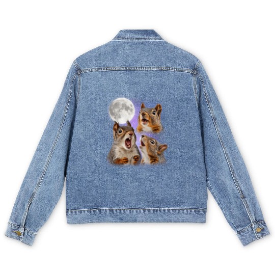 Funny Squirrel Moon Space! Nerd, Geed, Science Men's Denim Jackets