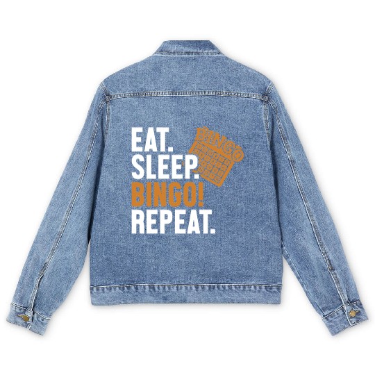 Eat Sleep Bingo Repeat Caller Daubers Men's Denim Jackets