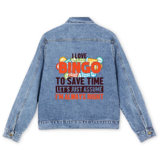 Bingo Let's Assume I'm Right Caller Daubers Bingo Men's Denim Jackets