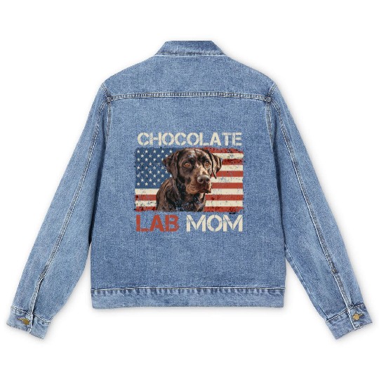 Labrador Retriever CHOCOLATE LAB MOM Labrador Men's Denim Jackets