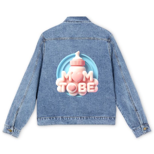 Cute Mom To Be Baby Announcement Design Men's Denim Jackets