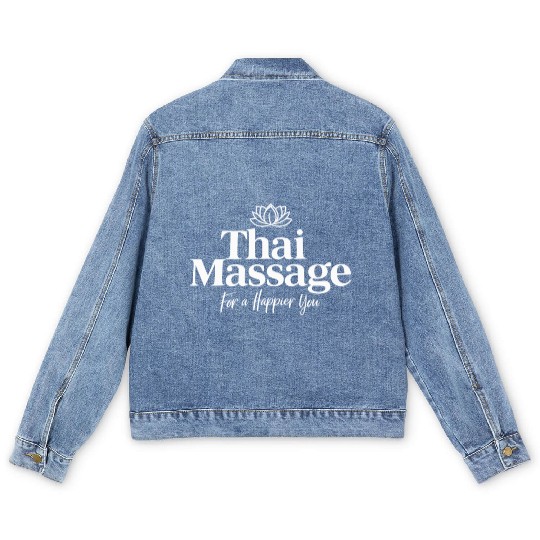 Thai Massage For A Happier You Lotus Emblem Men's Denim Jackets