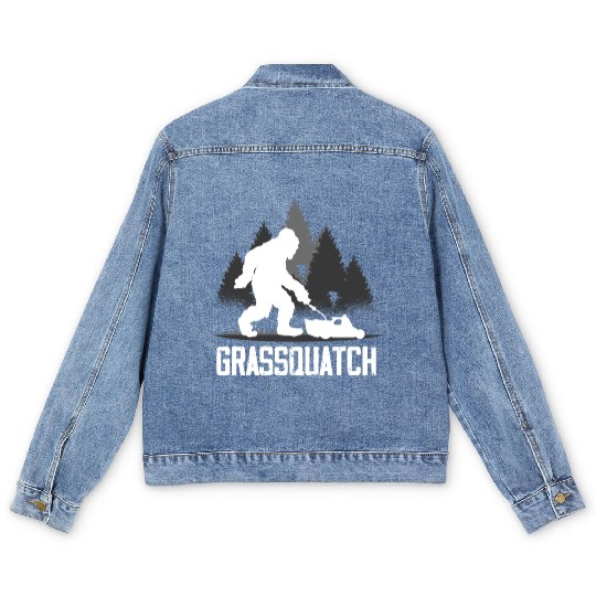 Landscaper Gardener Bigfoot Lawn Mowing Men's Denim Jackets