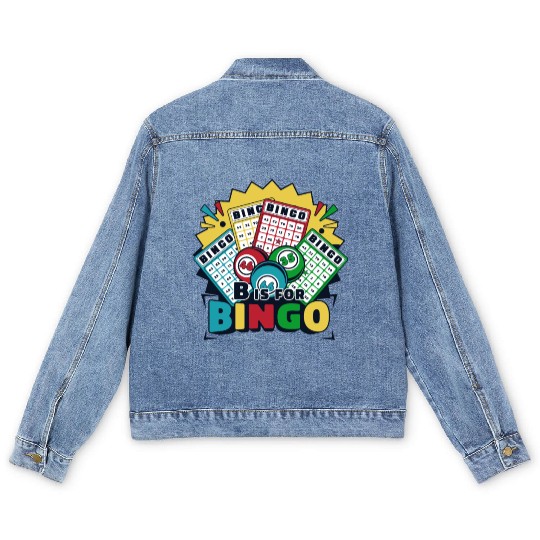 B Is For Bingo Daubers Professional Caller Bingo Men's Denim Jackets