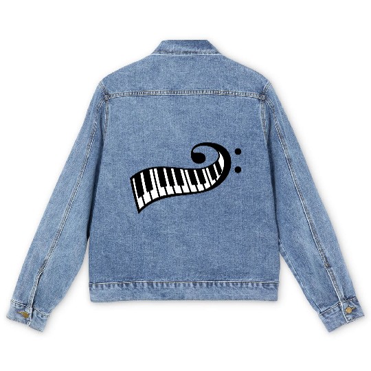 Keyboard Music Bass Note Piano Keys Party Design Men's Denim Jackets