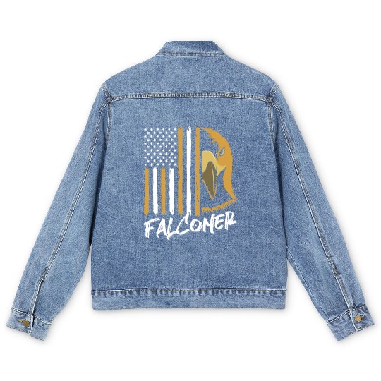 4th Of July US Flag Falcon Bird Lover Falconry Men's Denim Jackets